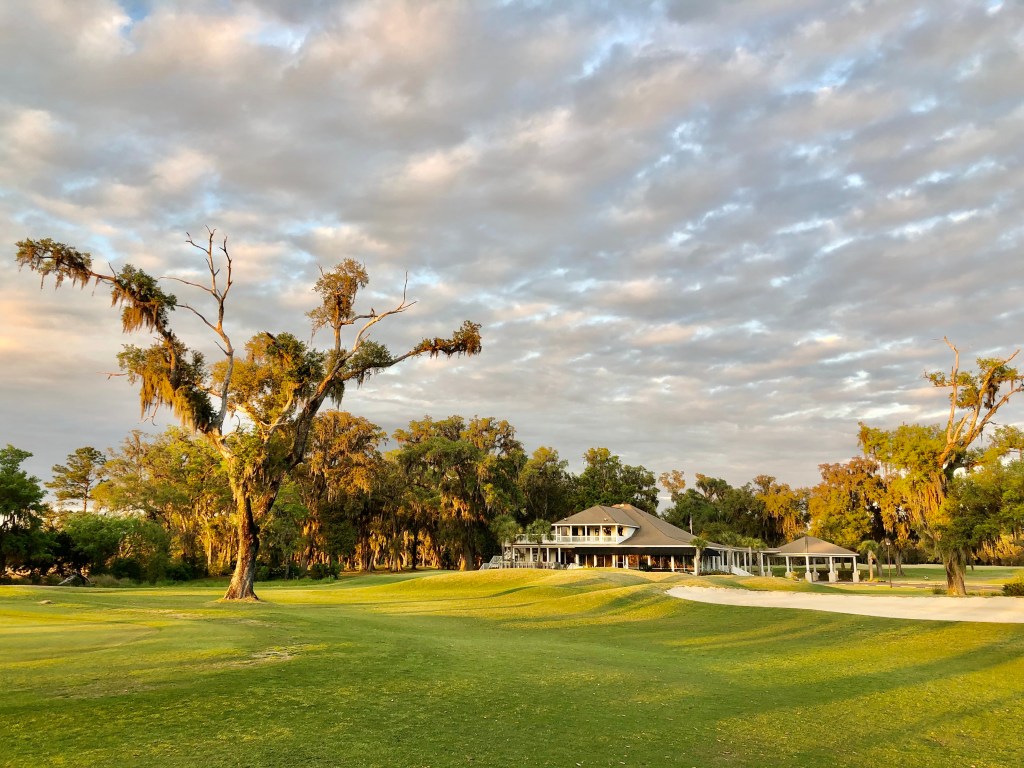 view of the clubhouse from the golf course