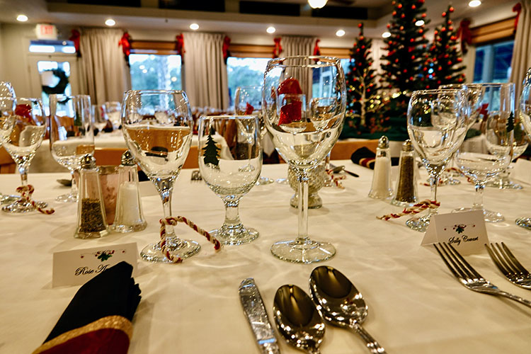 close up of banquet table at a holiday event